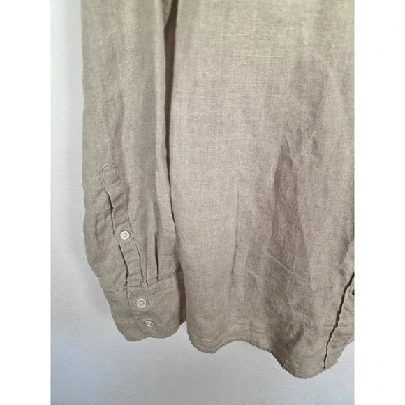 J.Crew Perfect Shirt Womens 2 Beige 100% Linen Long Sleeve Button Down 42841 - Picture 4 of 7